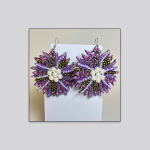 Artistic Floral Drop Earrings – Purple Accent