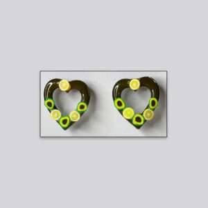 Artistic Heart Stud Earrings – Citrus Green