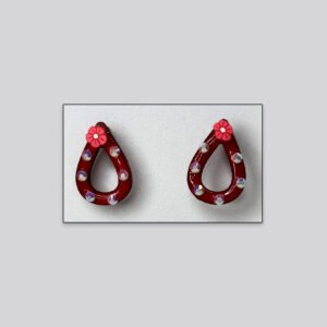Artistic Teardrop Stud Earrings – Deep Red