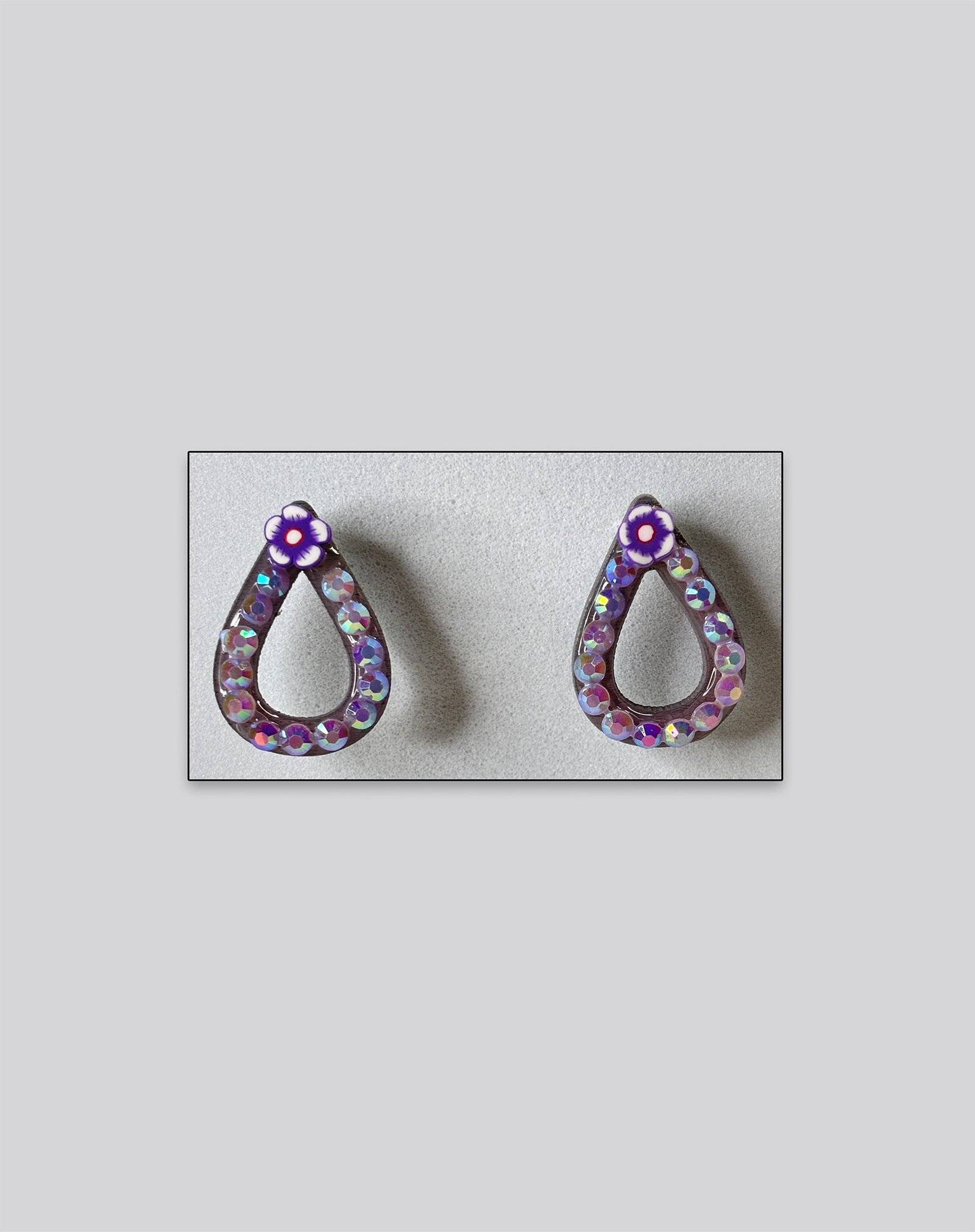 Artistic Teardrop Stud Earrings – Purple Crystal Look