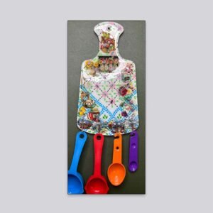 Artistic Cutting Board Wall Key Holder – Floral Theme