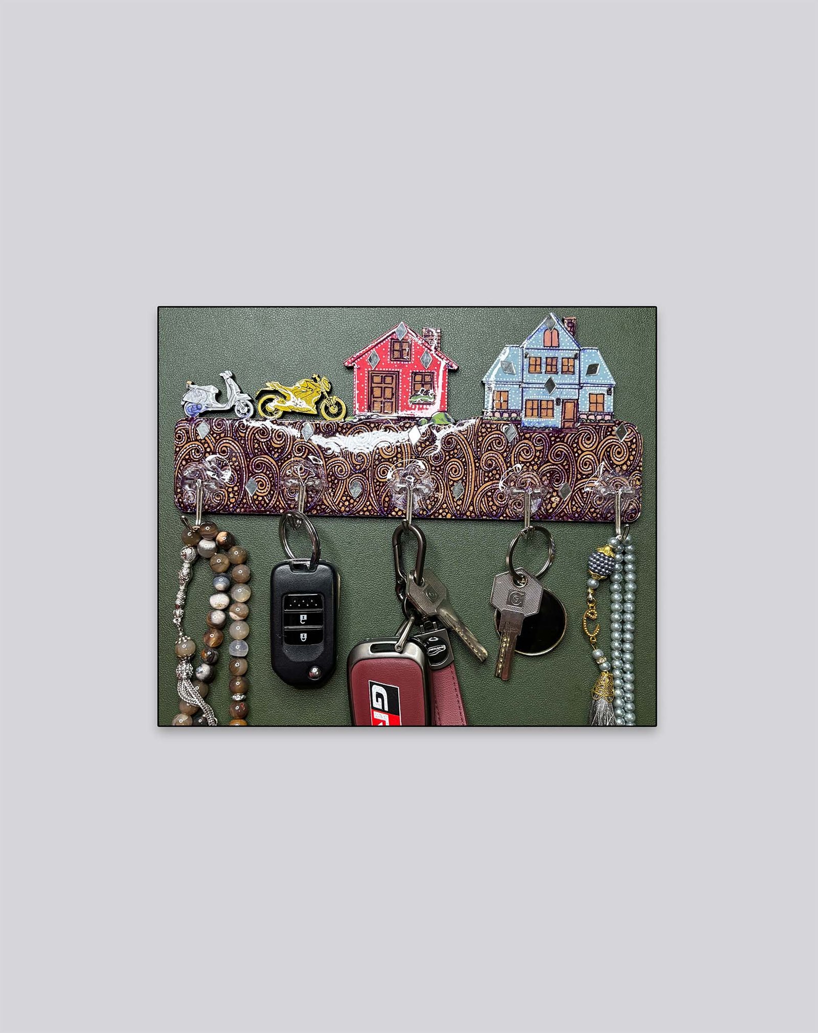 Artistic Home Scene Wall Key Holder