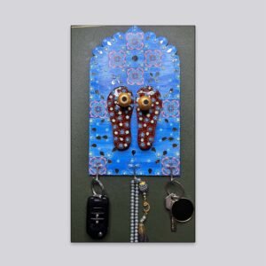 Sacred Footprints Wall Key Holder – Azure