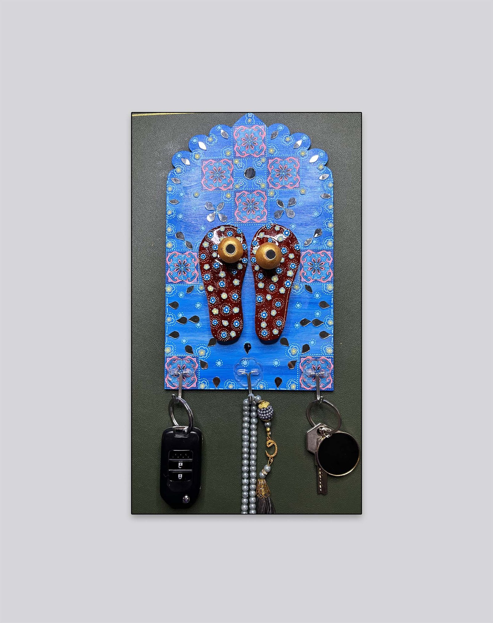 Sacred Footprints Wall Key Holder – Azure