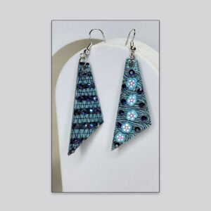 Artistic Geometric Drop Earrings – Blue Pattern