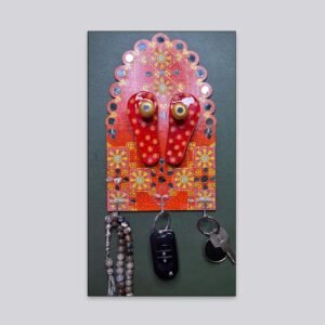 Sacred Footprints Wall Key Holder – Crimson Glow