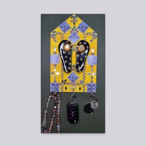 Sacred Footprints Wall Key Holder – Golden Ochre