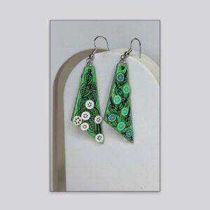 Artistic Geometric Drop Earrings – Green Botanical Design