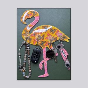 Fluttering Grace Wall Key Holder – Sunlit Flamingo