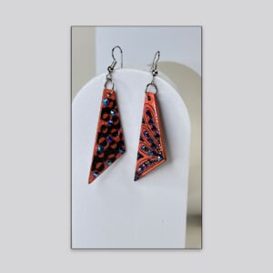 Artistic Geometric Drop Earrings – Copper Abstract Pattern
