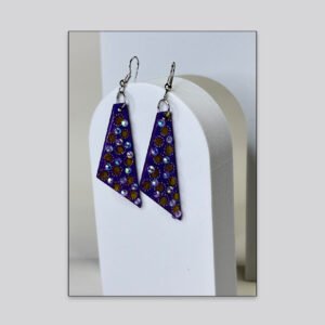 Artistic Geometric Drop Earrings – Dark Floral Pattern